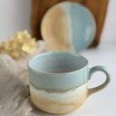 Duża filiżanka ceramiczna ze spodkiem 350 ml - Niebieskie migdały