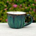 Niebanalny duży kubek ceramiczny szmaragdowo zielony | nowoczesna klasyka 420 ml / 15