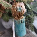 Ceramiczny aniołek w błękitnej sukience - ręcznie wykonana pamiątka