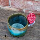 Handmade kubek z muchomorkiem - Zielone poszycie - ok 300-350 ml