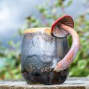 Kubek ceramiczny z muchomorkiem - rękodzieło, ok. 500 ml