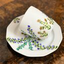 Ręcznie malowany zestaw deserowy “Kwiaty” z porcelany: talerzyk 16 cm i filiżanka 250 ml