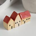 Ręcznie robione ceramiczne domki - zestaw 3 dekoracji