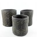 Komplet 3 matowych doniczek ceramicznych z czarnej gliny - handmade