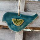 Ptaszek ceramiczny - turkusowa zawieszka handmade od Wolnej Chwili 