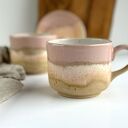 Kubek / duża filiżanka ceramiczna ręcznie robiona 350 ml - Różowe migdały