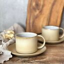 Prosta filiżanka ceramiczna ze spodkiem 250 ml beżowa - Pustynny piach
