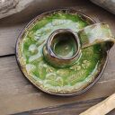Ceramiczny kaganek na palo santo Monstera c819