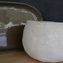 Podłużna donica ceramiczna z surowej gliny
