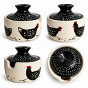 Ceramiczna cukierniczka z kurkami - ręcznie wykonana z pokrywką