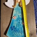 Anioł ceramiczny z motylami - turkusowa dekoracja handmade