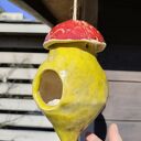 Domek ceramiczny do ogrodu - lampion z motywem ptaków