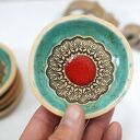 Ceramiczna podstawka pod kadzidło i miseczka na biżuterię - rubin