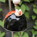Ręcznie robiony ceramiczny dzwonek z biedronką na balkon i do ogrodu
