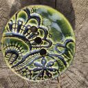 mydelniczka ceramiczna zielona z koronką