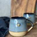 Kubek Beczułka ręcznie robiony 320 ml - jeansowy z sercem