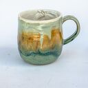 Duży ceramiczny kubek handmade z koniem w środku - beżyk, ok 400 ml