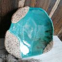 Patera i misa ceramiczna z rzeźbionym ornamentem morskim