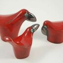 Ceramiczne wróble w czerwieni - ręcznie malowana rzeźba ceramiczna ptaków