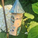Ceramiczny dzwoneczek domek - rękodzieło do ogrodu, 20 cm