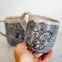 Kubek ceramiczny sgraffito Cowboy Lasso - ręcznie robiony, ok. 480 ml