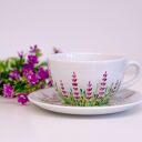 Duża filiżanka motyw lawendy 280 ml - ręcznie malowana porcelana