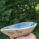 Misa ceramiczna z kamionki (c288) - szarość z turkusowym wnętrzem