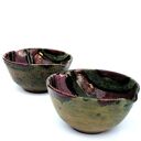 Ceramiczne miseczki 2 szt. „malinowo-miętowe I” - ręcznie toczone