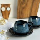 Zestaw dla dwojga: filiżanki ceramiczne beczułka 250 ml - Niebo