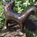 Duży czarny kot ceramiczny - elegancka dekoracja do domu