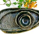 Zestaw ceramiczny: 2 patery i 3 miseczki w butelkowej zieleni