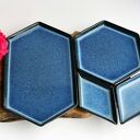 Ceramiczny zestaw talerzy geometrycznych do serwowania - zestaw 4 szt.