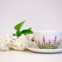 Duża filiżanka motyw lawendy 280 ml - ręcznie malowana porcelana