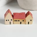 Ręcznie robione ceramiczne domki - zestaw 3 dekoracji