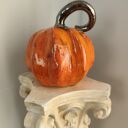 Dynia ceramiczna z ogonkiem 12 cm - jesienna ozdoba handmade