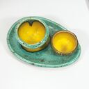 Jajecznik ceramiczny - zestaw z podstawką i miseczką na sól