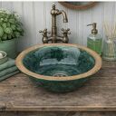 Ręcznie wykonana zielona umywalka ceramiczna w stylu farmhouse
