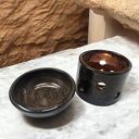 Kominek zapachowy z ceramiki handmade - brązowy do aromaterapii na wosk i świeczkę