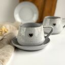 Filiżanka ze spodkiem 250 ml Cappuccino z sercem - boho handmade