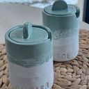 Ceramiczne ręcznie robione pojemniki na sól i cukier do kuchni