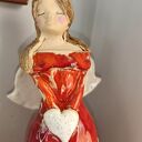 Anioł ceramiczny lampion turkusowy - prezent na Chrzest i Komunię