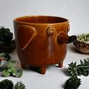 Brązowa doniczka ceramiczna pies Azorek - osłonka na prezent - Rękodzieło - Lamabo