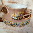 Ręcznie malowany komplet Runo Kwiatowe - filiżanka z porcelany ok. 250 ml