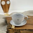 Filiżanka ze spodkiem boho 180 ml - cappuccino z sercem