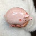Różowa skarbonka świnka z ceramiki - prezent handmade