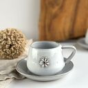 Filiżanka ze spodkiem ręcznie robiona 250 ml - stokrotka boho