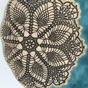 Turkusowa patera z koronką - ręcznie formowany ceramiczny talerz