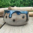 Kamionkowa ceramiczna miseczka (c511) na dipy i przekąski - ciemno niebieskie szkliwo