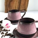 Filiżanka ceramiczna ze spodkiem 250 ml - ciemny pudrowy róż (handmade)