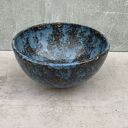 Niebieska ceramiczna umywalka nablatowa - ręcznie szkliwiona, rustykalna misa